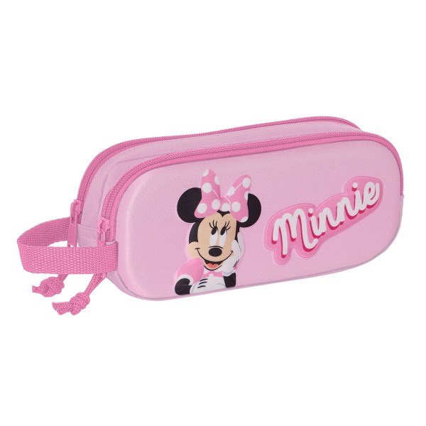 Zweifaches Mehrzweck-Etui Minnie Mouse 3D Rosa 21 x 8 x 6 cm